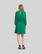 Robe verte upcyclée col collerette Femme-8