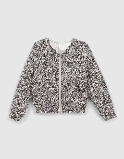 Girls' silver/graphic print reversible padded jacket - IKKS