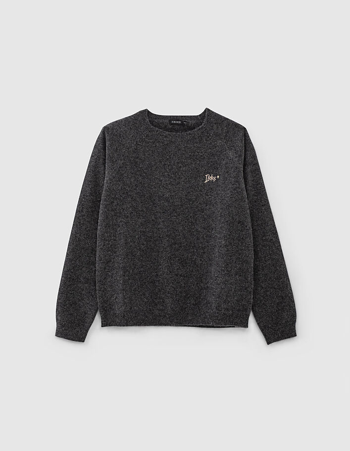 Girls’ anthracite grey marl pure cashmere sweater - IKKS