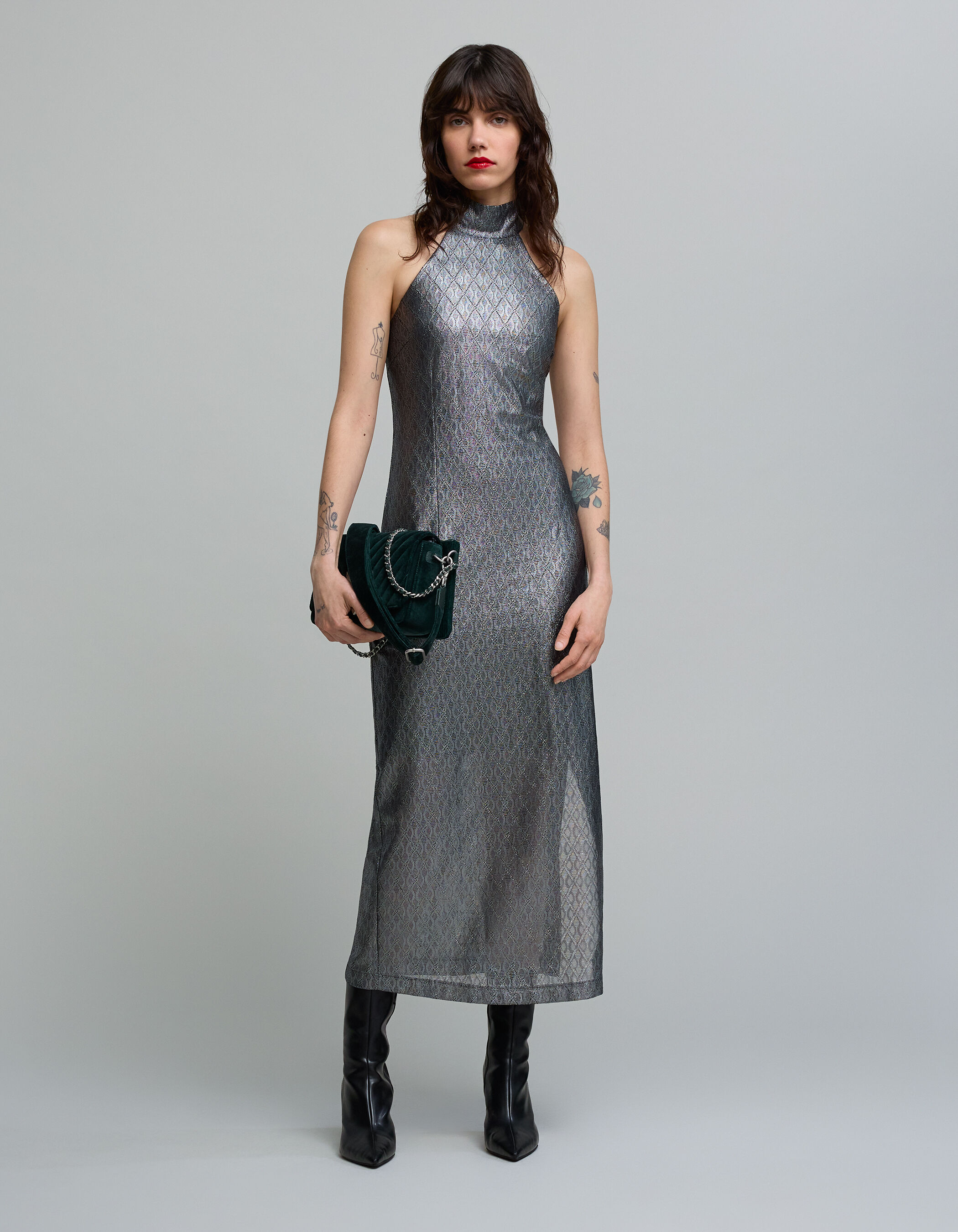 Robe longue encolure américaine cheap
