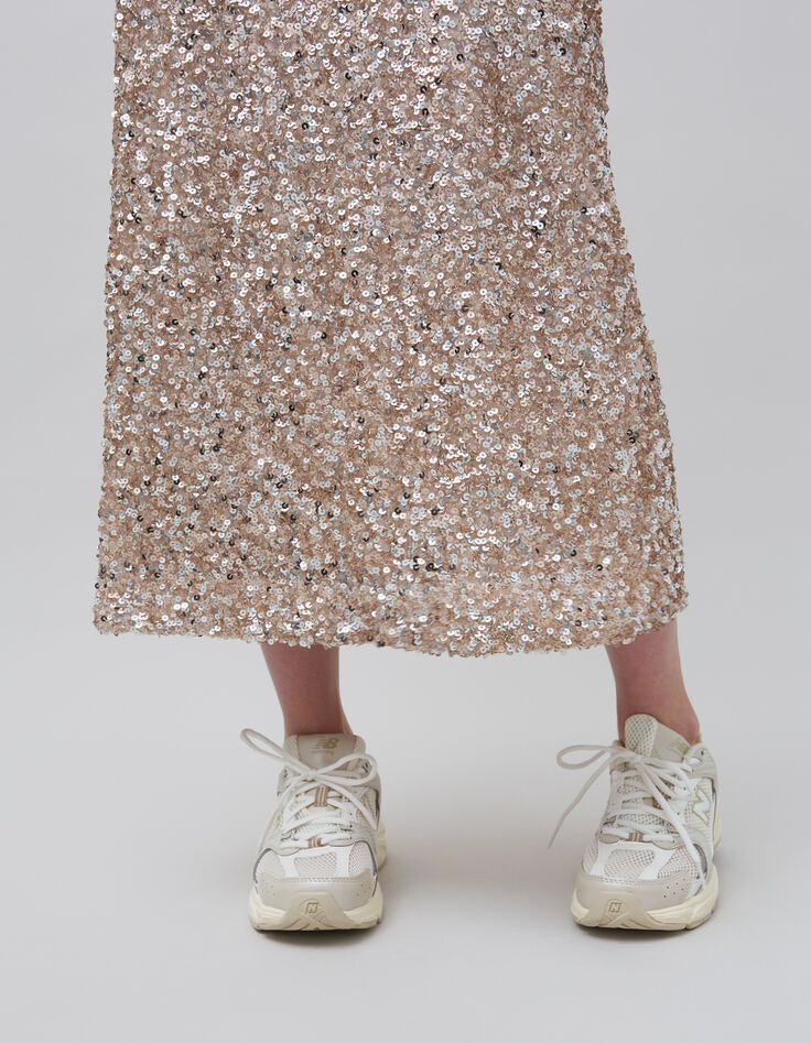 Jupe champagne brodée sequins Femme-8