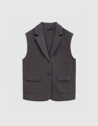 Grey fleece cardigan spirit sleeveless jacket girl - IKKS