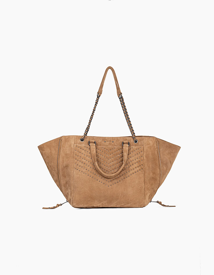 Women’s THE SAND 1440 ROCK suede chevron quilted tote bag-1