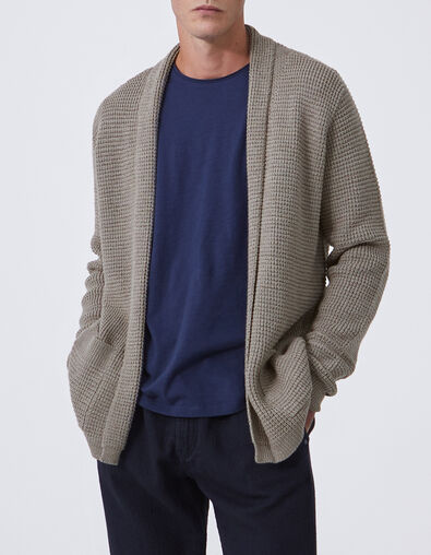 C&aacute;rdigan beige punto fantas&iacute;a cuello chal hombre - IKKS
