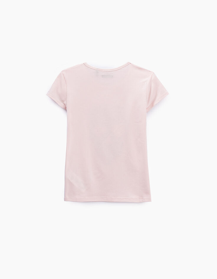 Hellrosa Mädchen-T-Shirt mit Totenkopfmotiv und Sternen-4