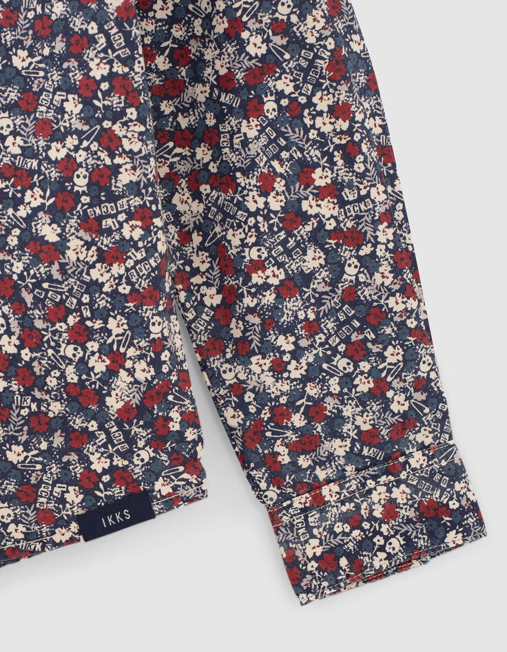 Navy overhemd rock bloemenprint jongens -6