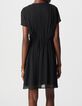 Women's black pleated detail dress-3