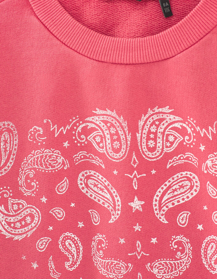 Girls’ fuchsia Paisley print studded sweatshirt - IKKS