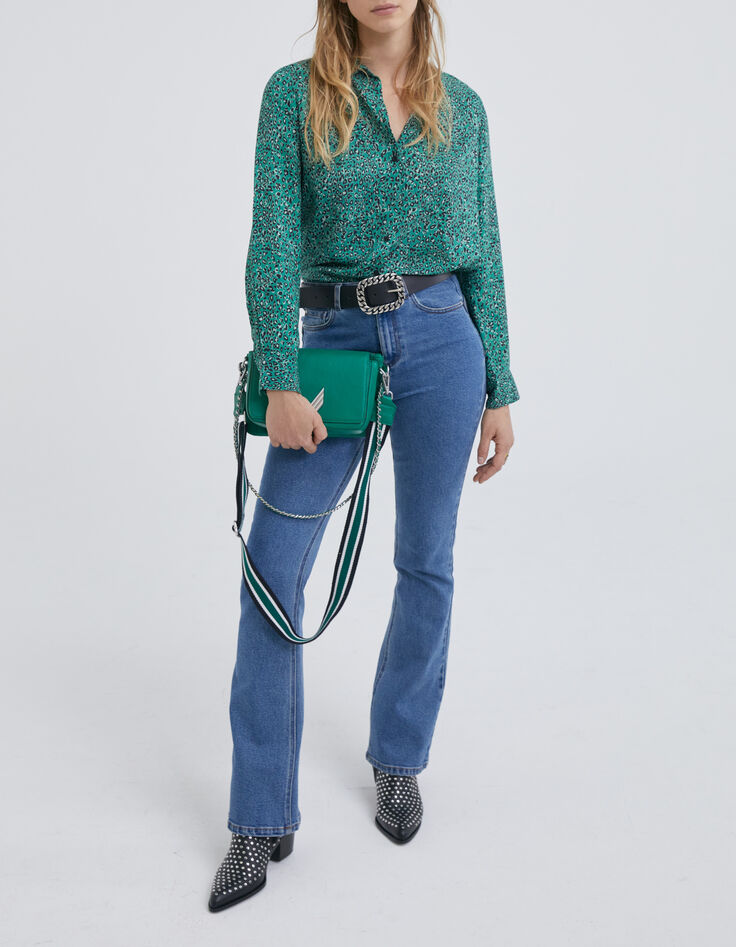Vaqueros flare azul tiro alto algod&oacute;n reciclado mujer-5