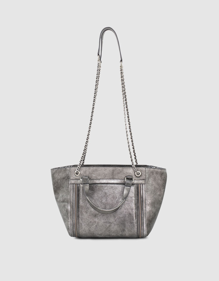 Women&rsquo;s quilted chevron METALLIC MEDIUM 1440 tote bag-3