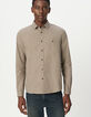 Chemise regular beige coton bio motif carreaux Homme-4