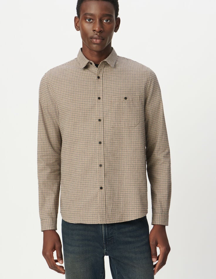 Chemise regular beige coton bio motif carreaux Homme-4 Chemise regular beige coton bio motif carreaux Homme-4