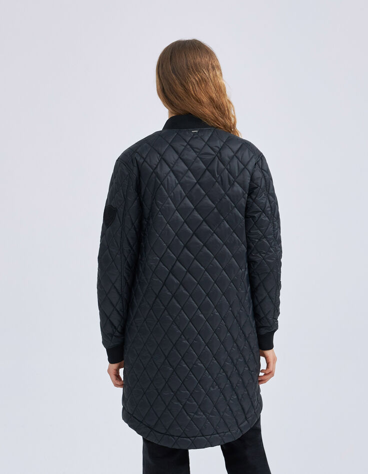 Schwarze, halblange Damensteppjacke-3