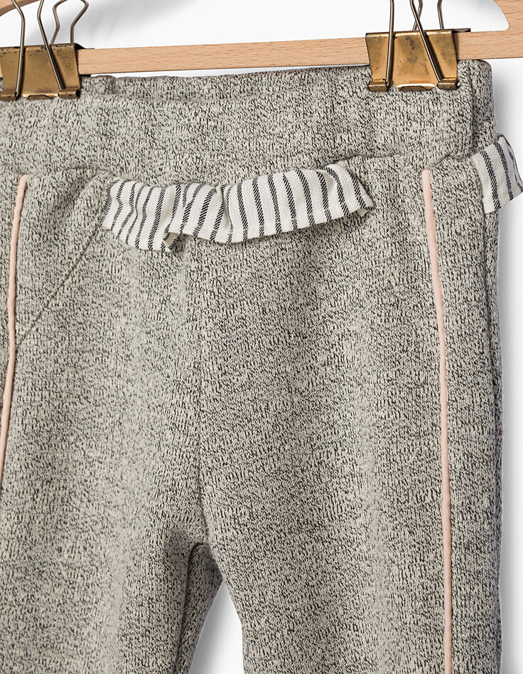 Baby girls' grey marl trousers with ruffles-3 Baby girls' grey marl trousers with ruffles-3