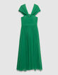 Women's green long dress with draped straps-5