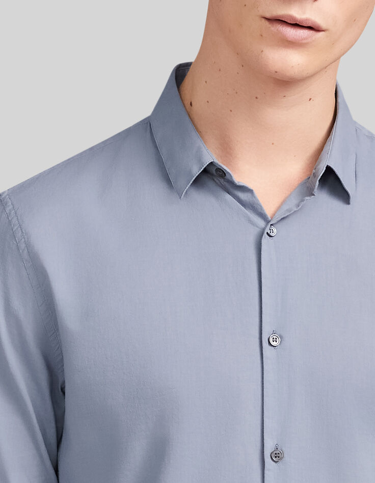 Men&rsquo;s light blue organic cotton voile SLIM shirt-4