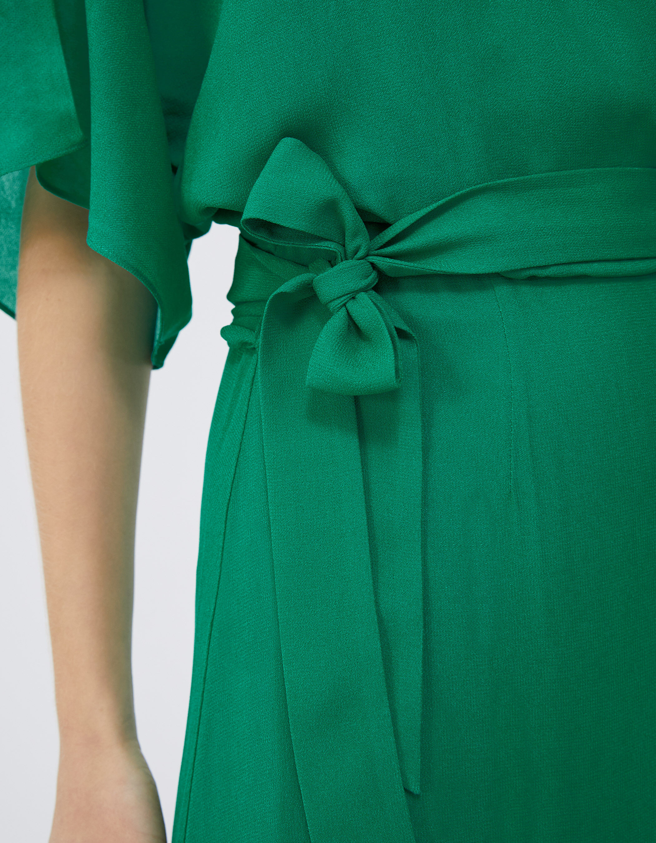 Robe longue portefeuille verte Femme