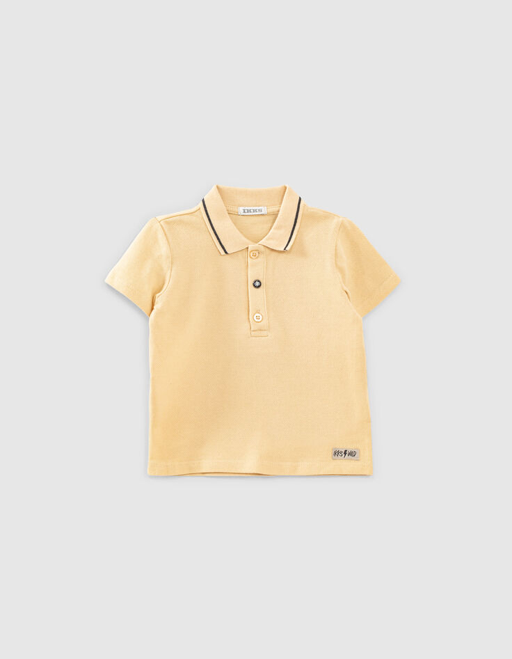 Set beige polo en bio sweatshort babyjongens   -5
