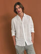 Chemise SLIM blanche en lin Homme-1