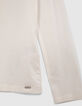 Girls’ off-white button-neck T-shirt with skull on back-3