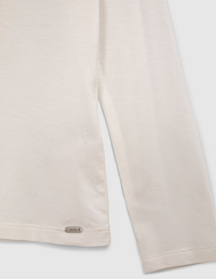 Girls’ off-white button-neck T-shirt with skull on back-3 Girls’ off-white button-neck T-shirt with skull on back-3