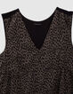 Women’s khaki and black animal print crepe long dress-4
