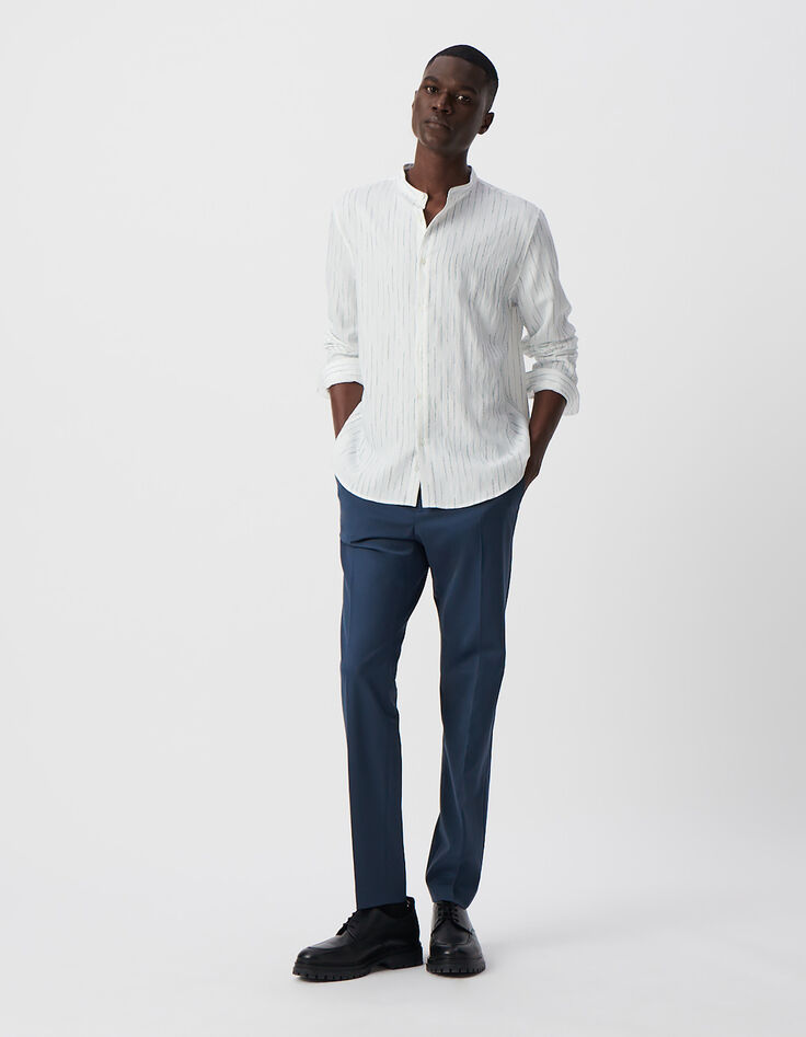 Camisa REGULAR blanca bordados rayas tormenta hombre-1