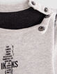 Reversible knitted sweater grey and dark grey baby boy-6