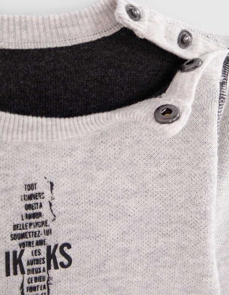 Reversible knitted sweater grey and dark grey baby boy-6