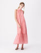 Robe longue rose motif rayures floues Femme-1