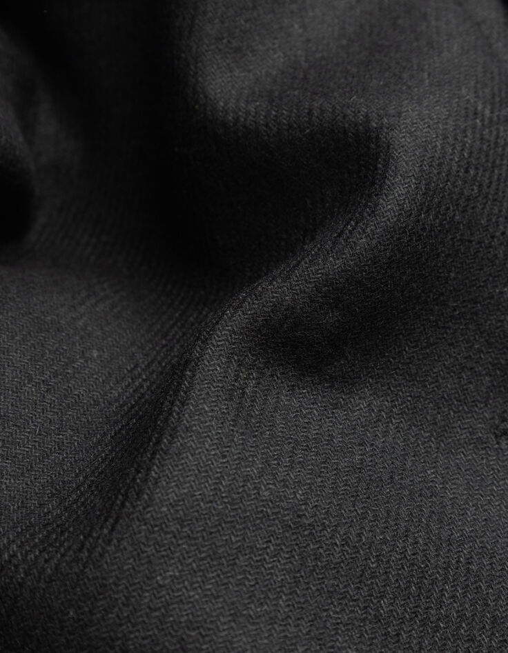 Manteau long noir lainage esprit caban ceintur&eacute; Femme-7