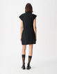 Robe courte noire col b&eacute;nitier Femme-3