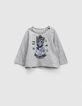 Camiseta gris jaspeado visual gato bebé niña-1