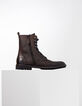 Boots à lacet marron foncé en cuir Homme-5