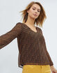 I.Code black, cognac small heart print top-1