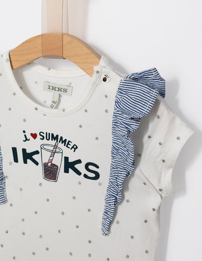 Cremeweißes T-Shirt mit Volants für Babymädchen - IKKS