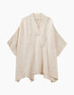 Poncho maille tricot côtelée femme-1