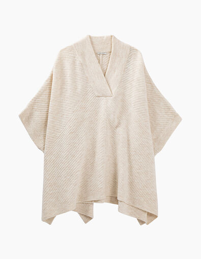 Poncho maille tricot côtelée femme - IKKS