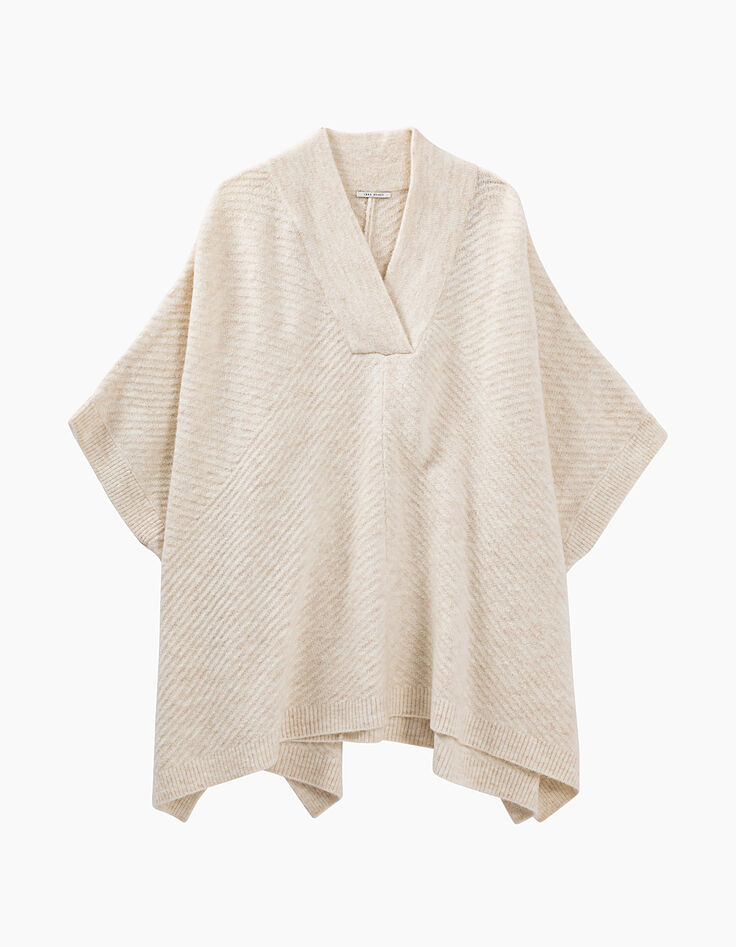 Poncho maille tricot côtelée femme-1