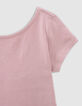 T-shirt rose décolleté dos fille-4
