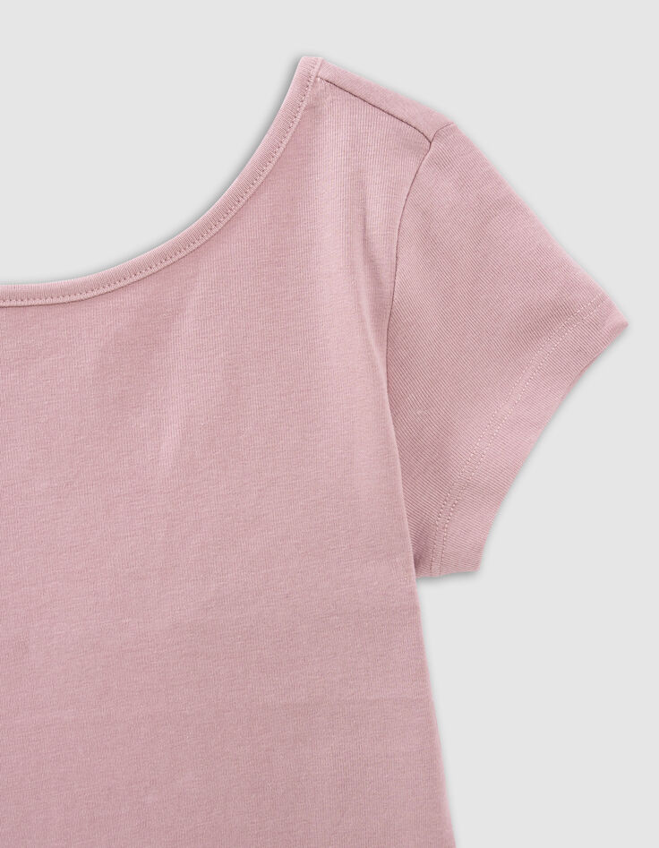 T-shirt rose décolleté dos fille-4