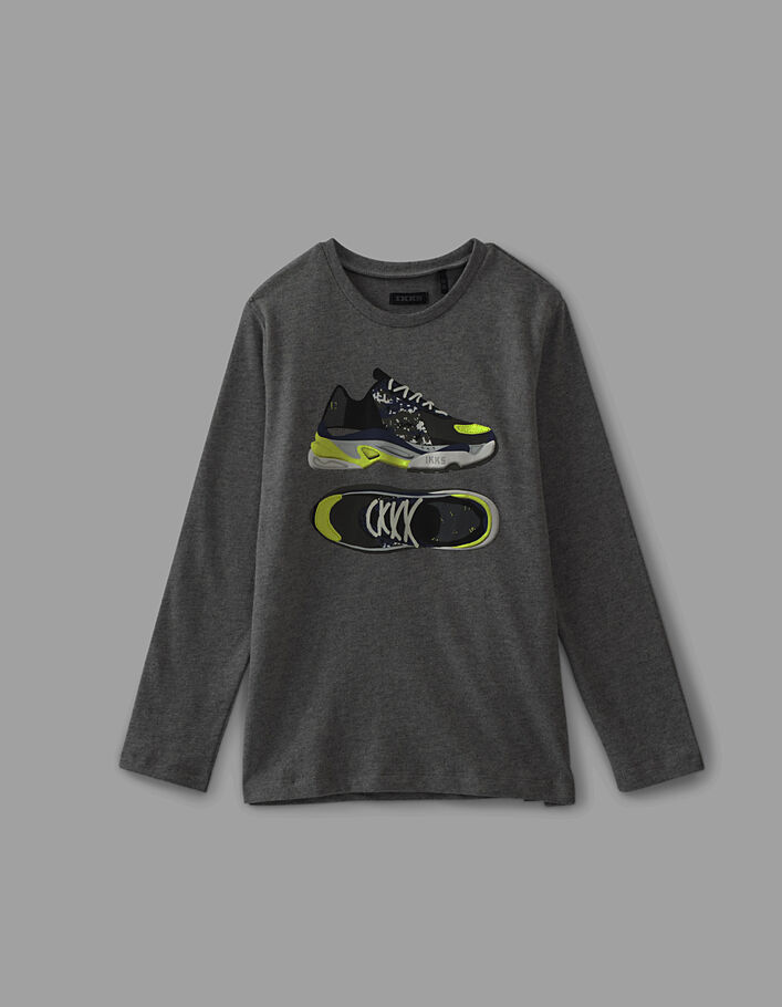 Gechineerd donkergrijs T-shirt met sneakers voor jongens  - IKKS
