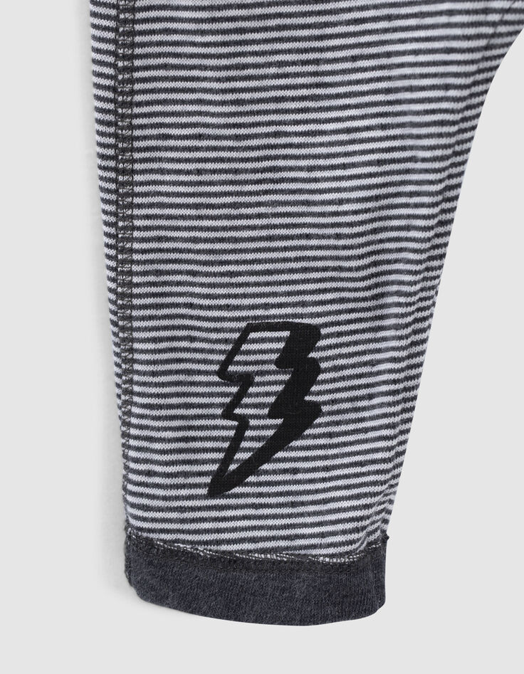 Pantalon réversible gris chiné et rayé coton bio bébé-3
