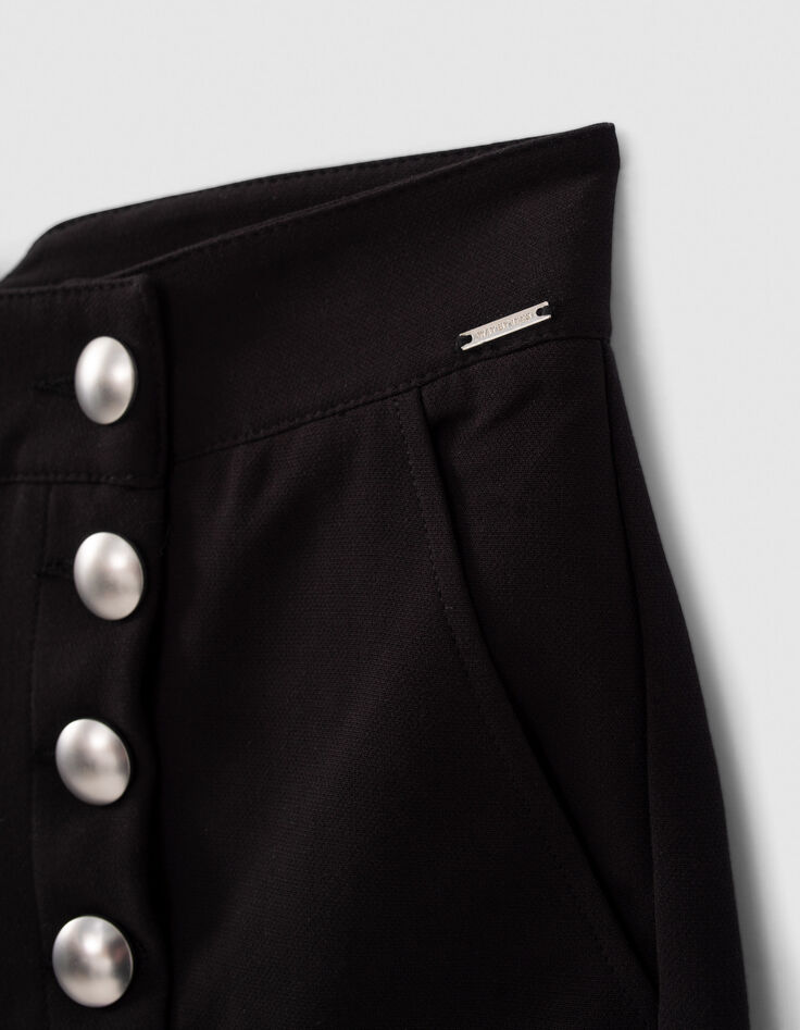 Schwarze City-Mädchenshorts mit Seemannsknopfleiste-6