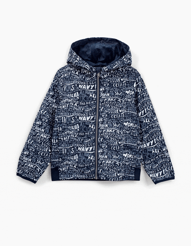 Marineblaue Jungen-Windjacke mit Allover-Print  - IKKS