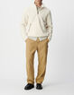 Sweat blanc sherpa col et poches zipp&eacute;es Homme-4