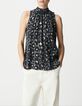Mujer top gris sin mangas con estampado animal-2