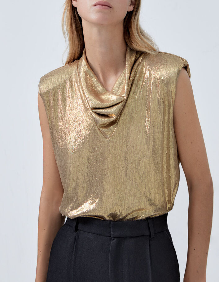 Pure Edition-Women's gold draped-neck top