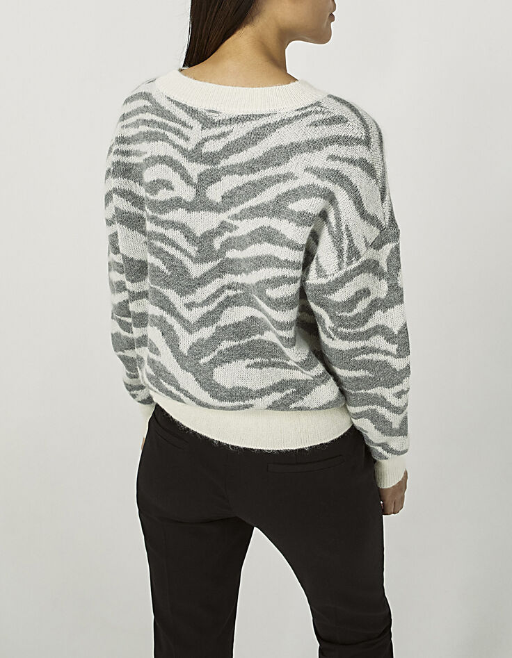 Luchtig gebreide trui jacquard zebramotief dames-2