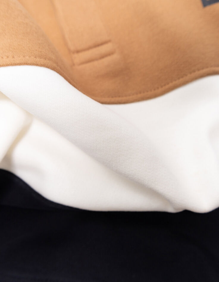 Sweat camel, écru et marine coton bio col polo garçon-10 Sweat camel, écru et marine coton bio col polo garçon-10